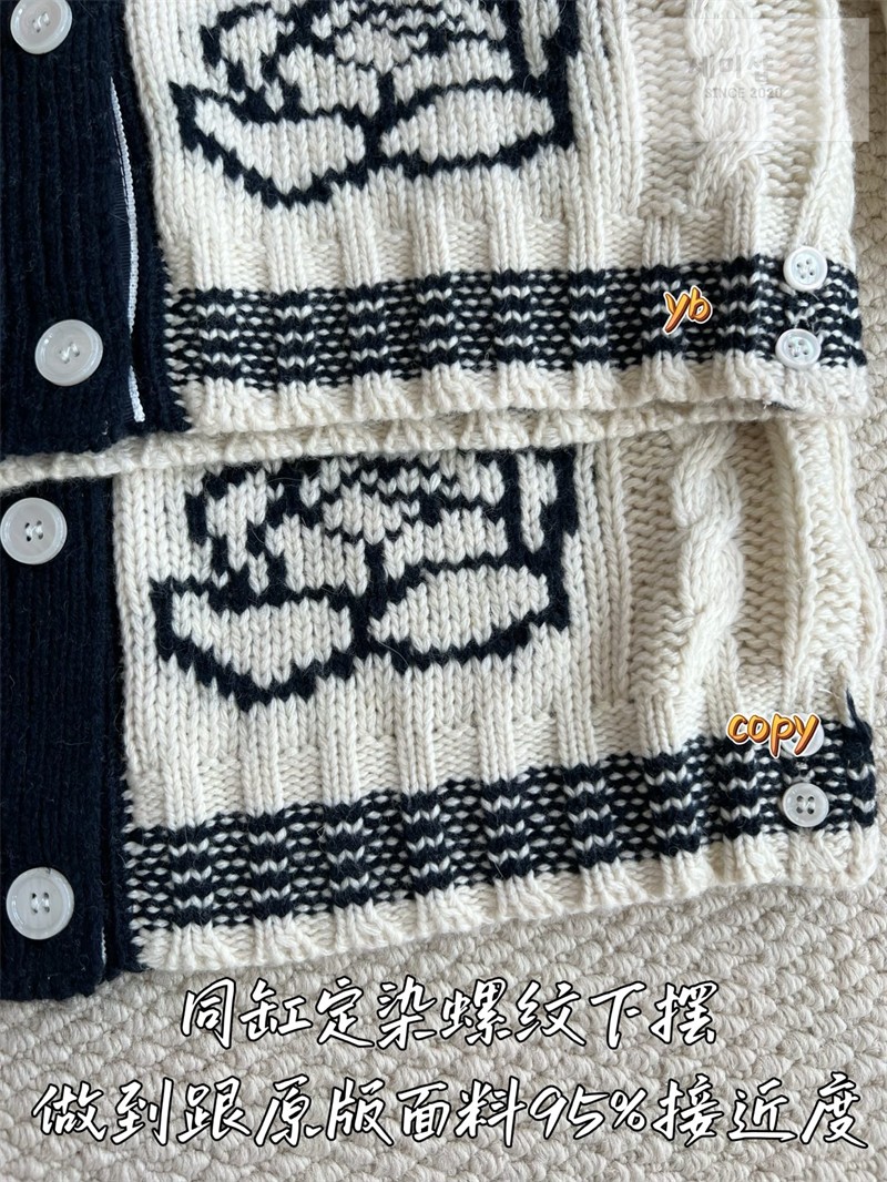 Thom Browne 톰브라운 로즈 인타르시아 케이블 니트 가디건 그레이 의류 12번 이미지