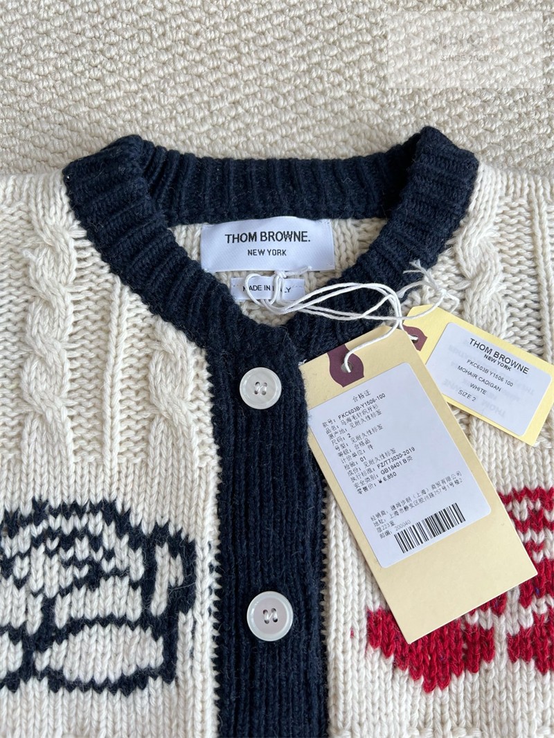 Thom Browne 톰브라운 로즈 인타르시아 케이블 니트 가디건 그레이 의류 17번 이미지