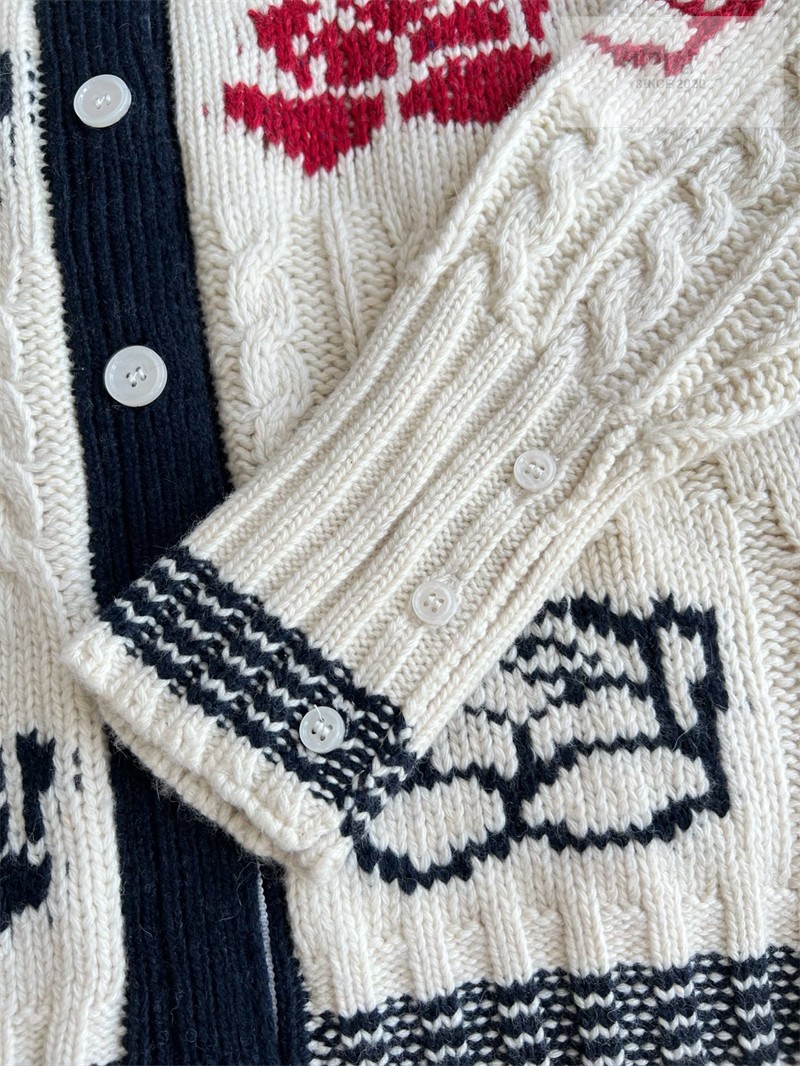 Thom Browne 톰브라운 로즈 인타르시아 케이블 니트 가디건 그레이 의류 20번 이미지