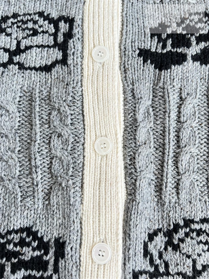Thom Browne 톰브라운 로즈 인타르시아 케이블 니트 가디건 그레이 의류 27번 이미지