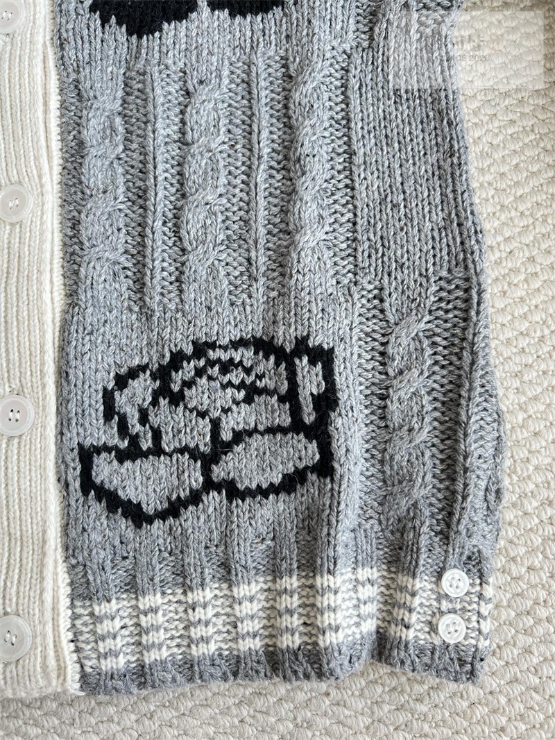 Thom Browne 톰브라운 로즈 인타르시아 케이블 니트 가디건 그레이 의류 28번 이미지
