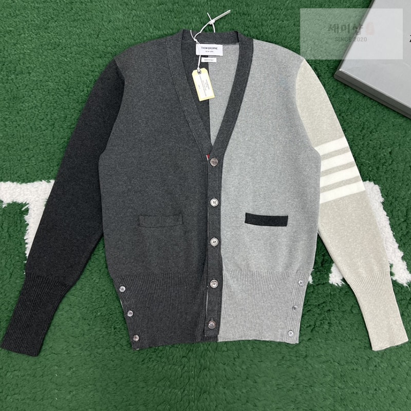Thom Browne 톰브라운 배색 그레이 사선완장 4-Bar 가디건 의류 1번 이미지