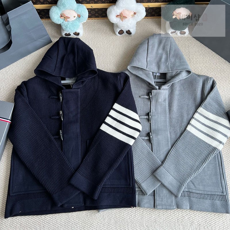 Thom Browne 톰브라운 보일드 울 더플 후드 자켓 네이비 의류 1번 이미지