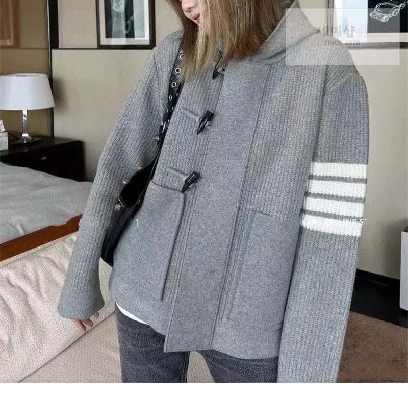 Thom Browne 톰브라운 보일드 울 더플 후드 자켓 네이비 의류 3번 이미지