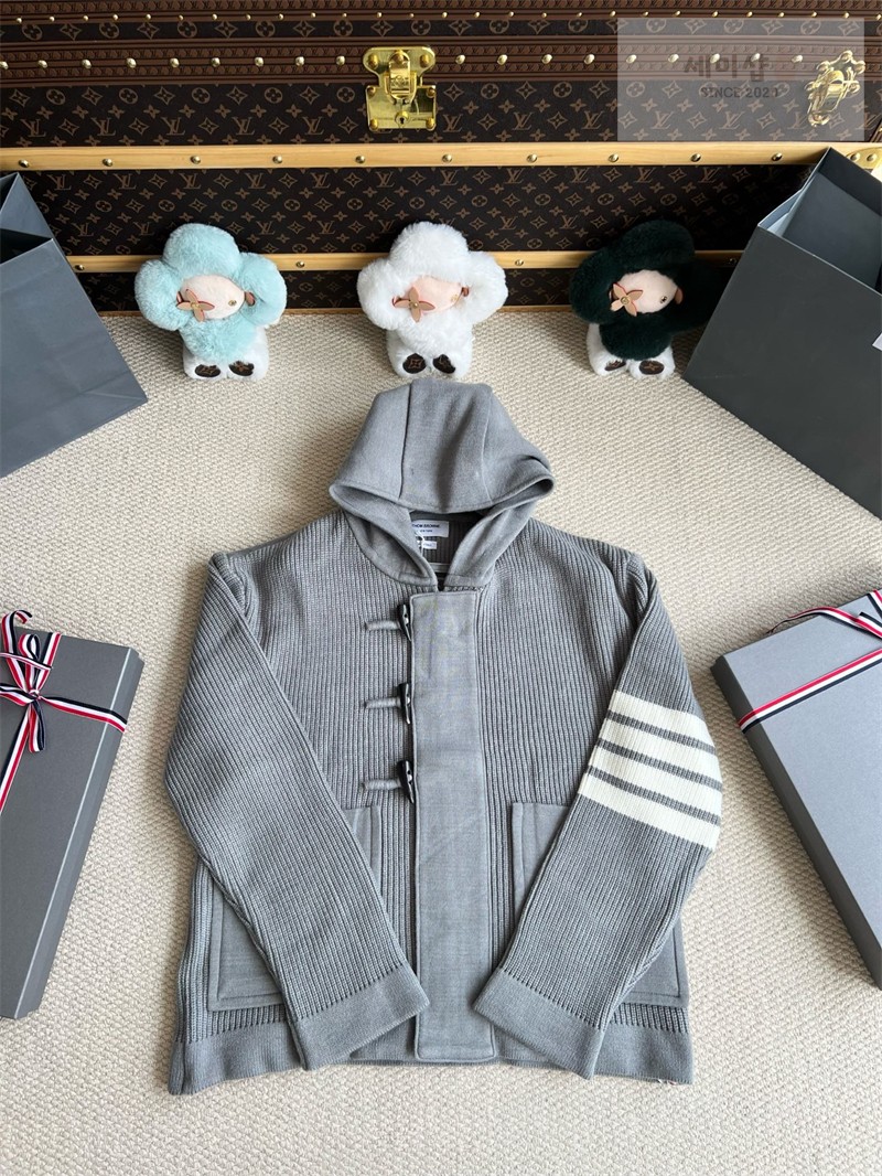 Thom Browne 톰브라운 보일드 울 더플 후드 자켓 네이비 의류 14번 이미지