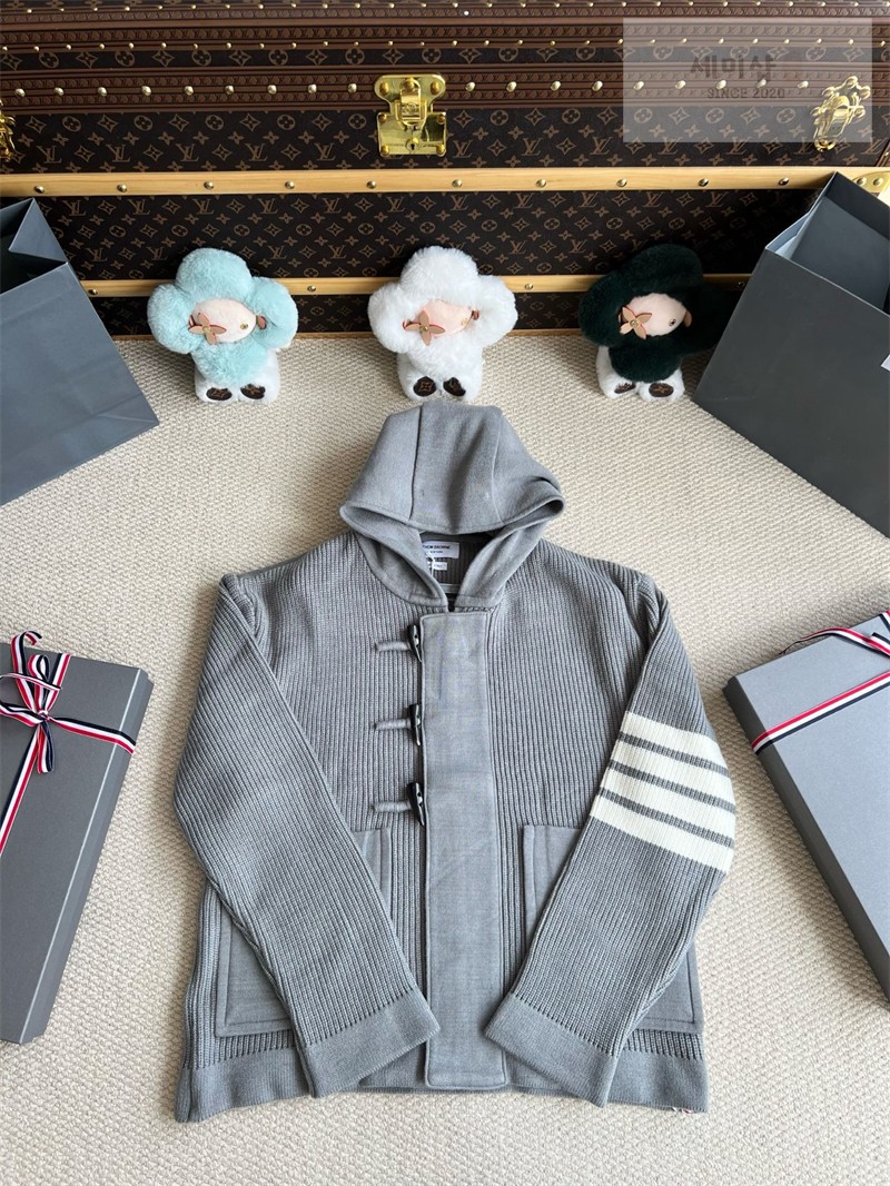 Thom Browne 톰브라운 보일드 울 더플 후드 자켓 네이비 의류 15번 이미지