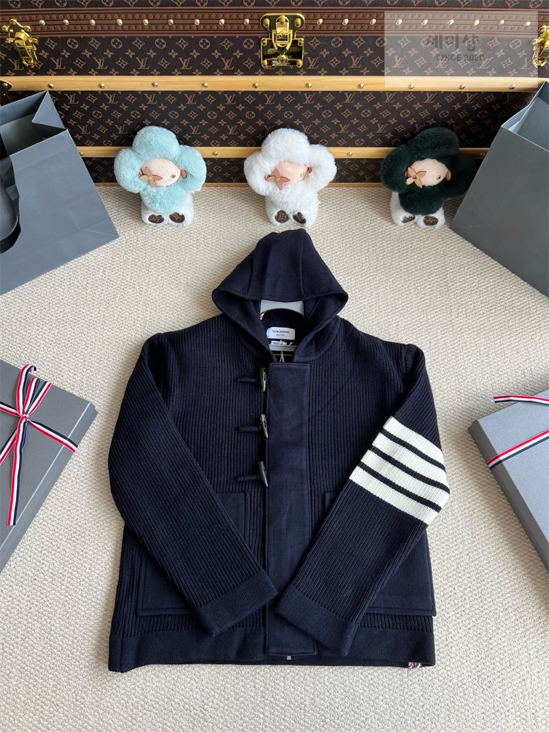 Thom Browne 톰브라운 보일드 울 더플 후드 자켓 네이비 의류 23번 이미지