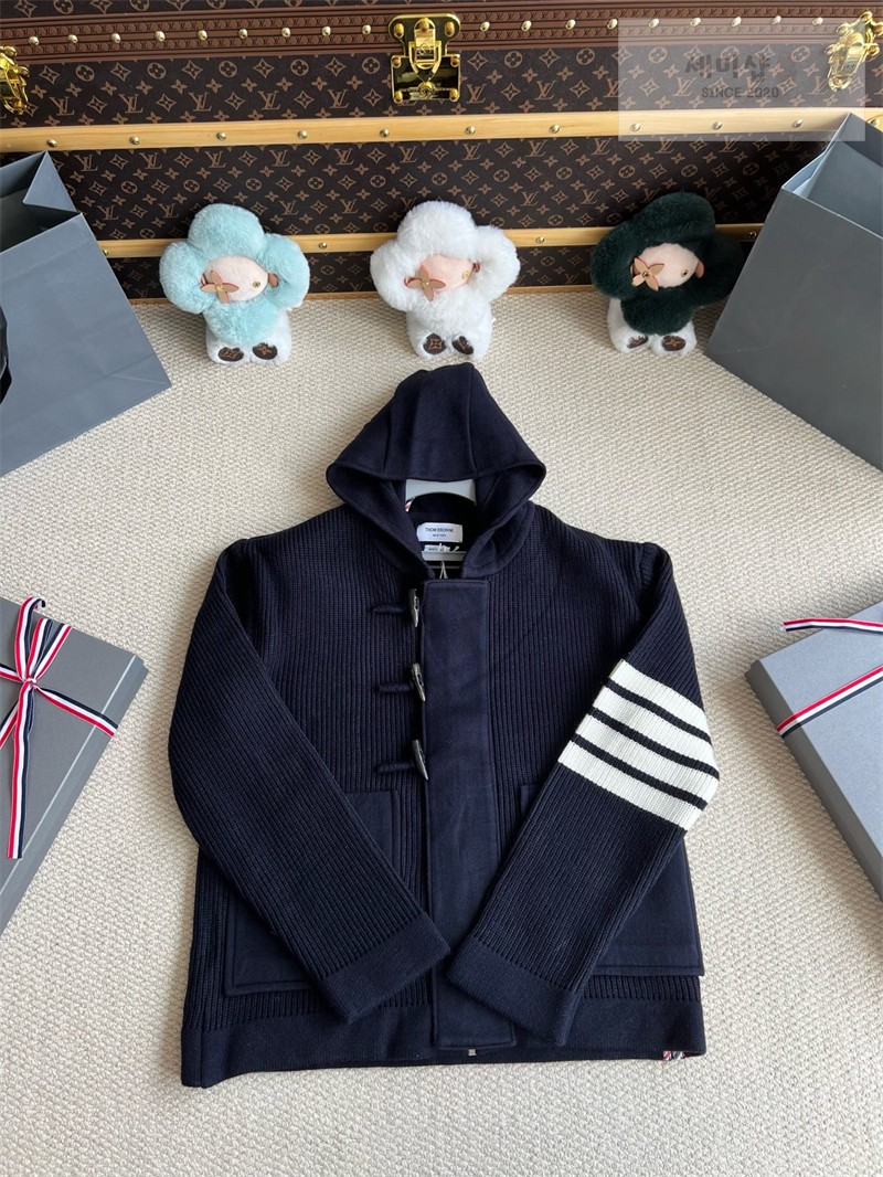 Thom Browne 톰브라운 보일드 울 더플 후드 자켓 네이비 의류 24번 이미지