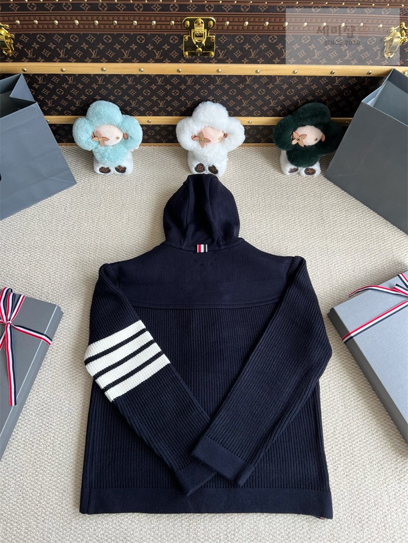 Thom Browne 톰브라운 보일드 울 더플 후드 자켓 네이비 의류 25번 이미지