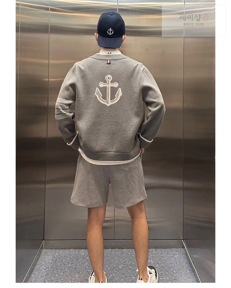 Thom Browne 톰브라운 사선완장 럭비 스트라이프 밀라노 가디건 네이비 의류 3번 이미지