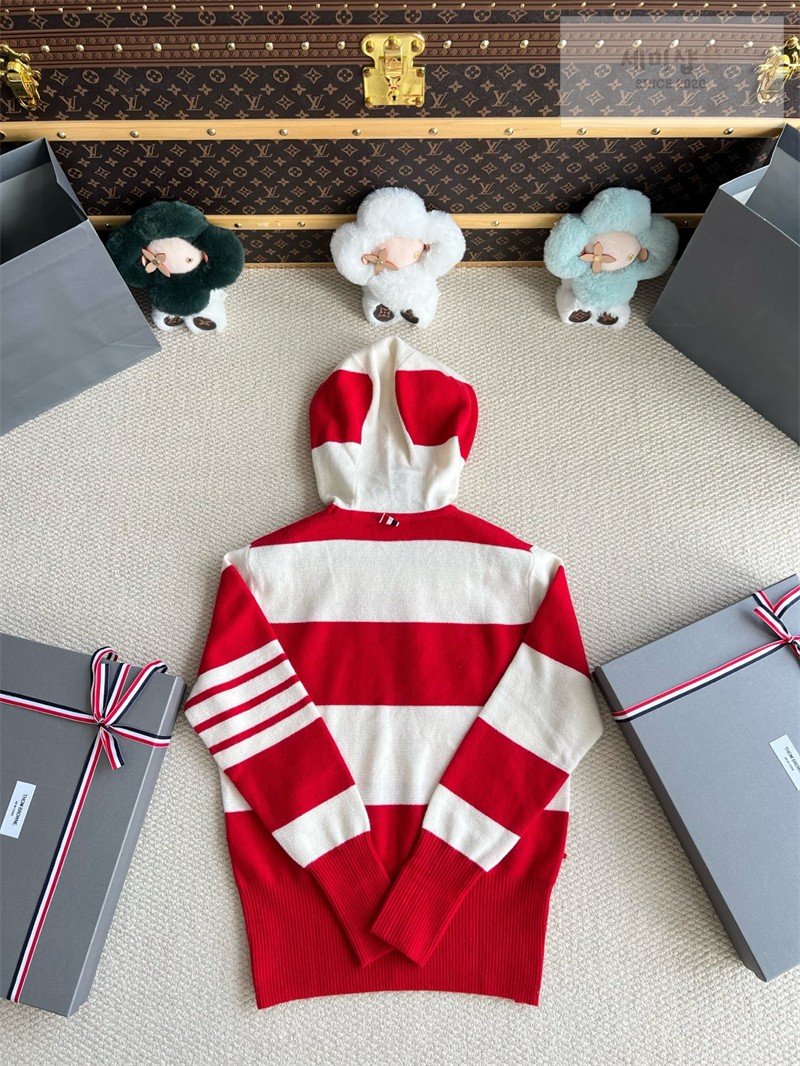 Thom Browne 톰브라운 사선완장 4-Bar 럭비 스트라이프 니트 후디 네이비 의류 17번 이미지