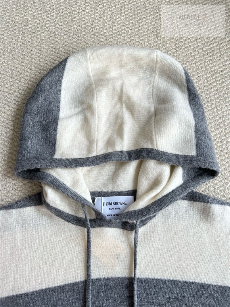 Thom Browne 톰브라운 사선완장 4-Bar 럭비 스트라이프 니트 후디 네이비 의류 27번 이미지