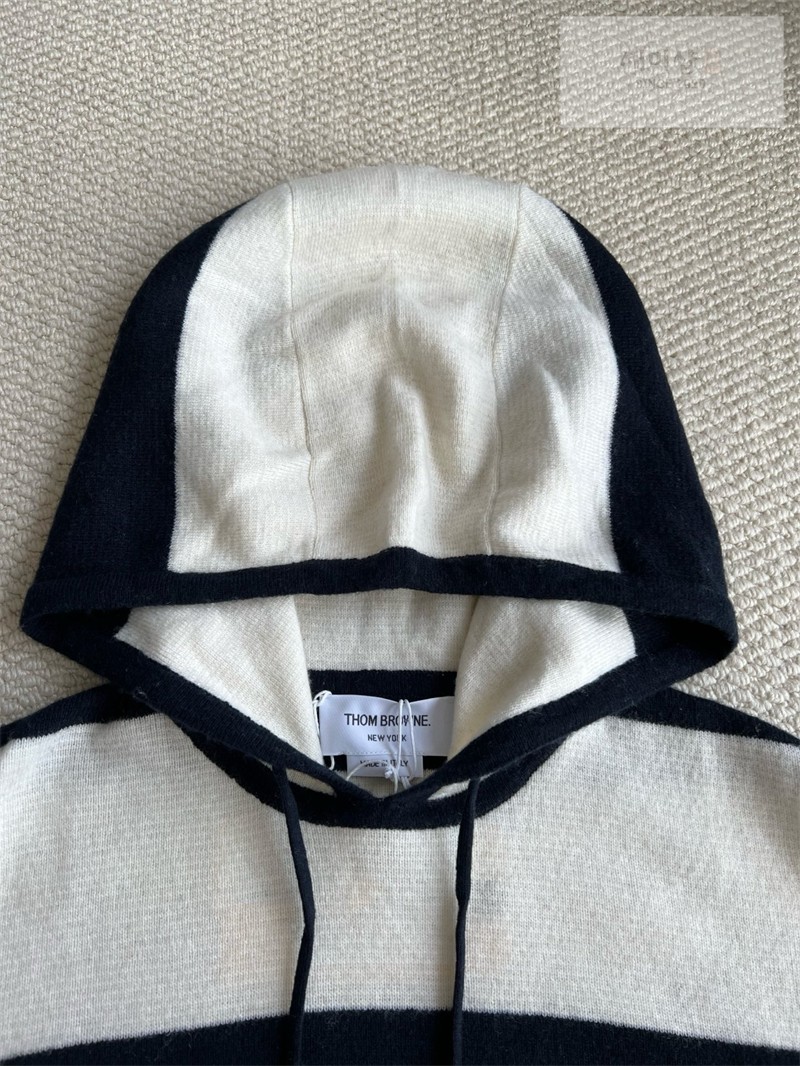 Thom Browne 톰브라운 사선완장 4-Bar 럭비 스트라이프 니트 후디 네이비 의류 35번 이미지