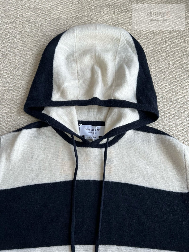 Thom Browne 톰브라운 사선완장 4-Bar 럭비 스트라이프 니트 후디 네이비 의류 36번 이미지
