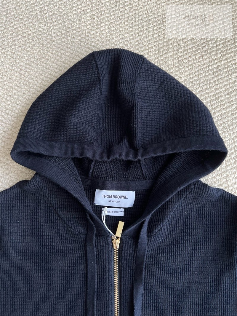 Thom Browne 톰브라운 사선완장 4-Bar 리넨 코튼 후드 집업 네이비 의류 25번 이미지
