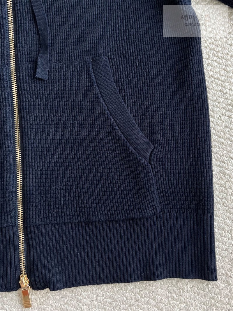Thom Browne 톰브라운 사선완장 4-Bar 리넨 코튼 후드 집업 네이비 의류 30번 이미지