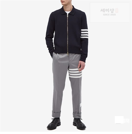 Thom Browne 톰브라운 사선완장 4-Bar 메리노 울 니트 카라 집업 의류 28번 이미지