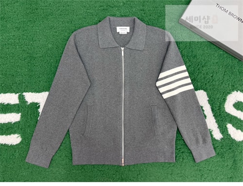Thom Browne 톰브라운 사선완장 4-Bar 메리노 울 니트 카라 집업 의류 11번 이미지