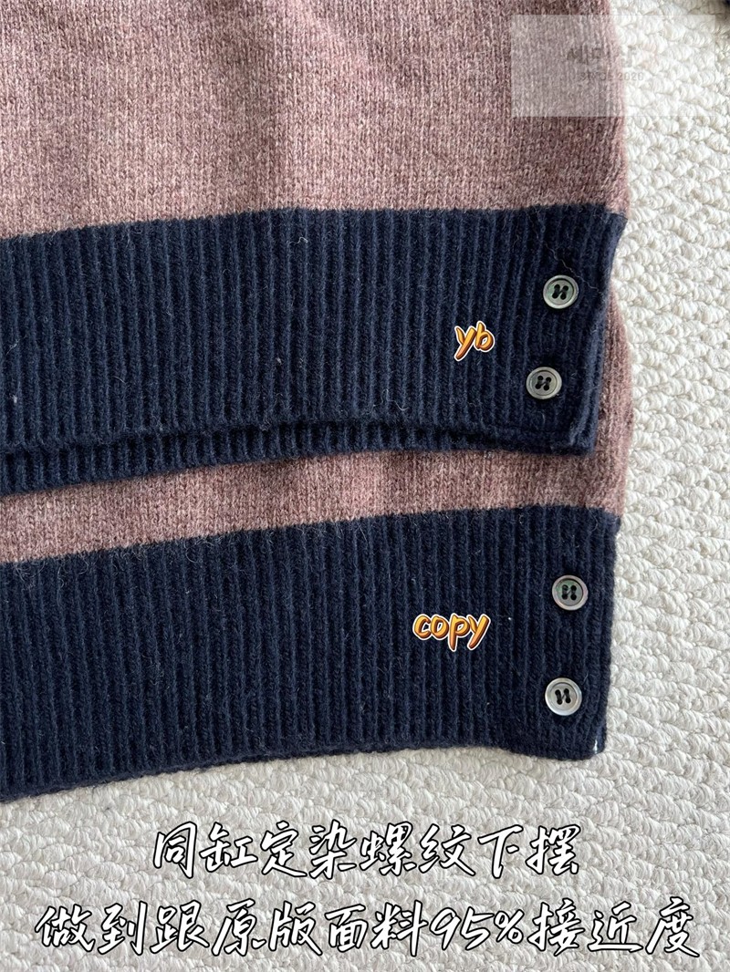 Thom Browne 톰브라운 사선완장 4-Bar 모크넥 울 스웨터 네이비 의류 12번 이미지