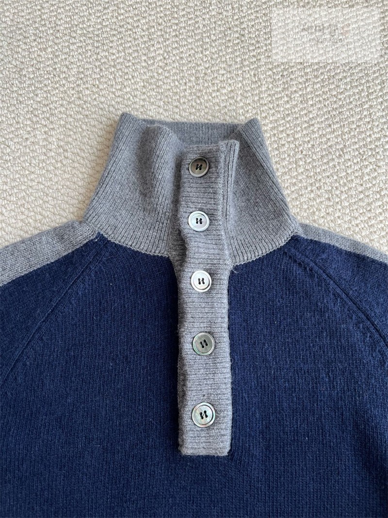 Thom Browne 톰브라운 사선완장 4-Bar 모크넥 울 스웨터 네이비 의류 27번 이미지