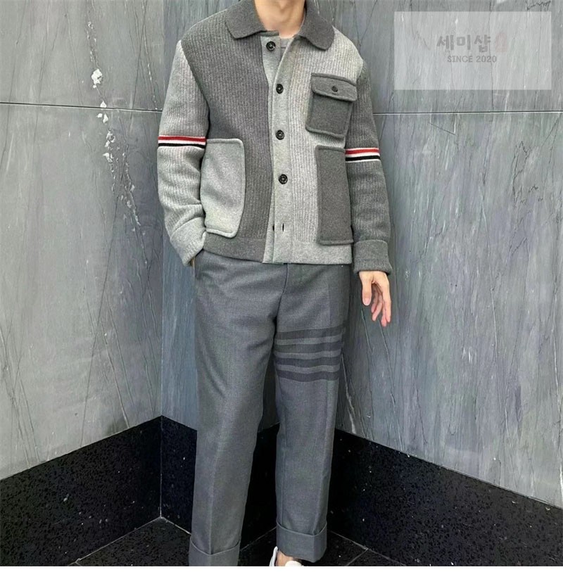 Thom Browne 톰브라운 사선완장 4-Bar 보일 울 워크맨 자켓 그린 의류 5번 이미지