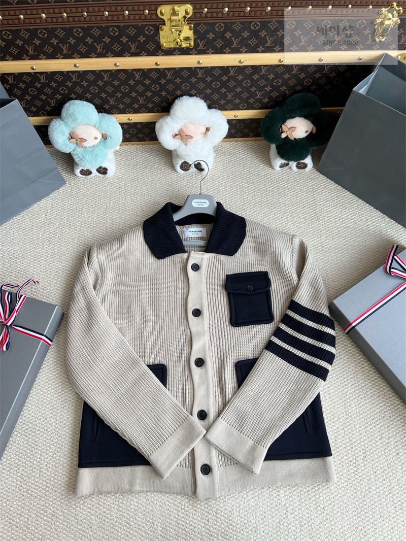 Thom Browne 톰브라운 사선완장 4-Bar 보일 울 워크맨 자켓 그린 의류 16번 이미지