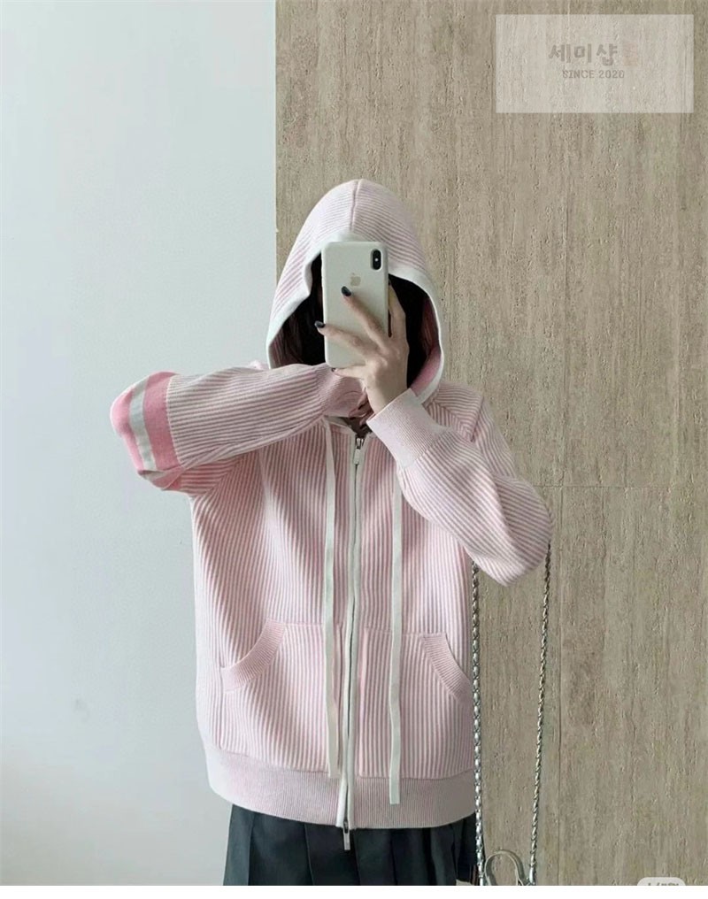 Thom Browne 톰브라운 사선완장 4-Bar 스트라이프 후드 집업 블루 의류 3번 이미지