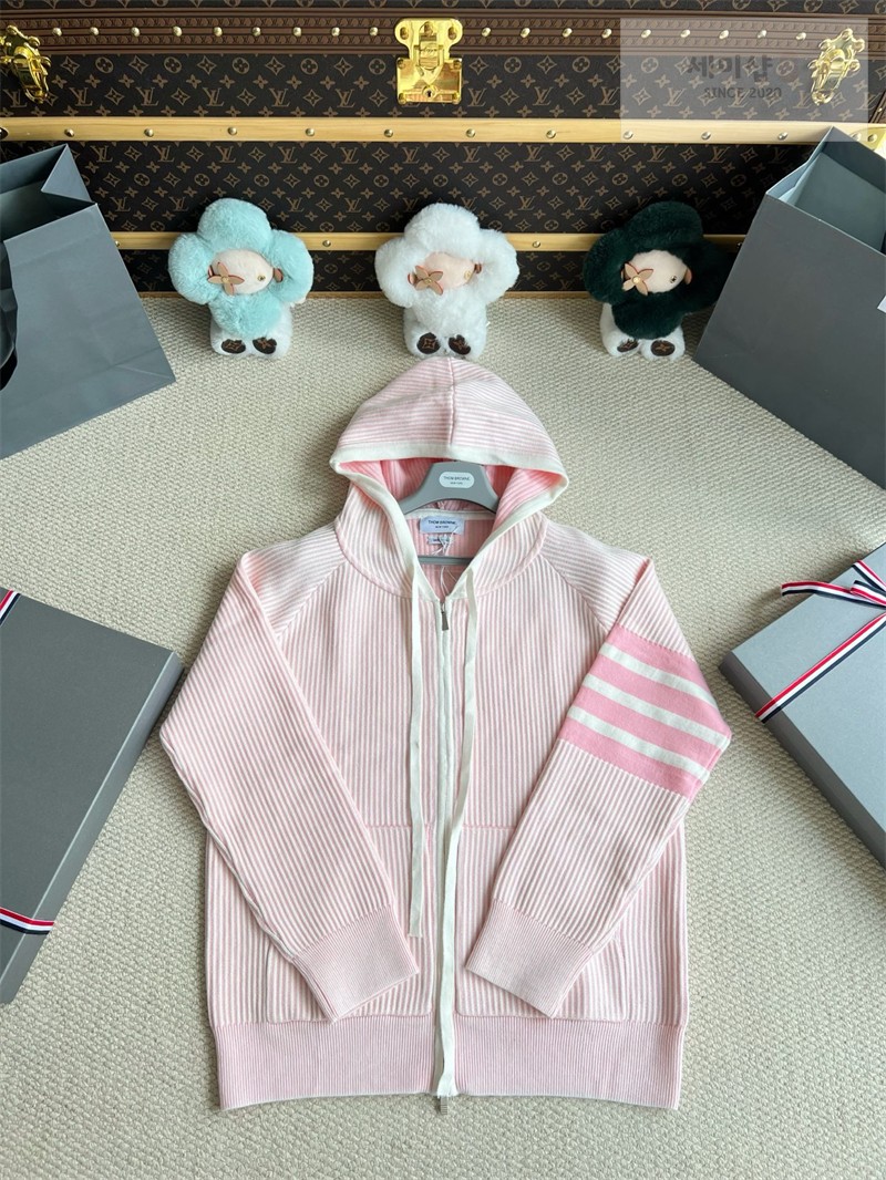 Thom Browne 톰브라운 사선완장 4-Bar 스트라이프 후드 집업 블루 의류 23번 이미지