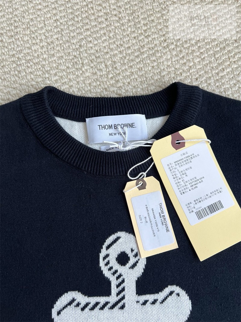 Thom Browne 톰브라운 사선완장 4-Bar 앵커 자카드 크루넥 풀오버 네이비 의류 18번 이미지