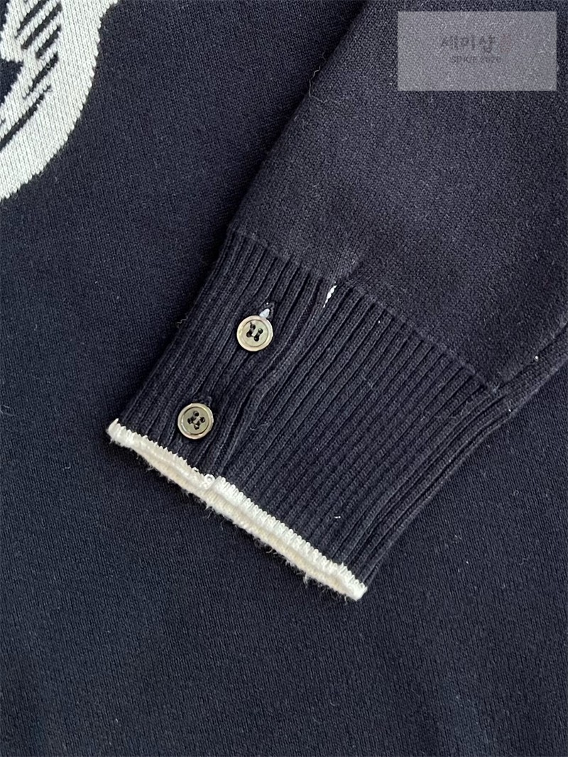 Thom Browne 톰브라운 사선완장 4-Bar 앵커 자카드 크루넥 풀오버 네이비 의류 21번 이미지