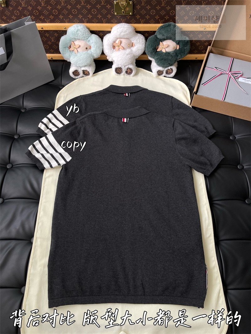 Thom Browne 톰브라운 사선완장 4-Bar 울 저지 폴로 셔츠 & 팬츠 세트 다크 그레이 의류 14번 이미지