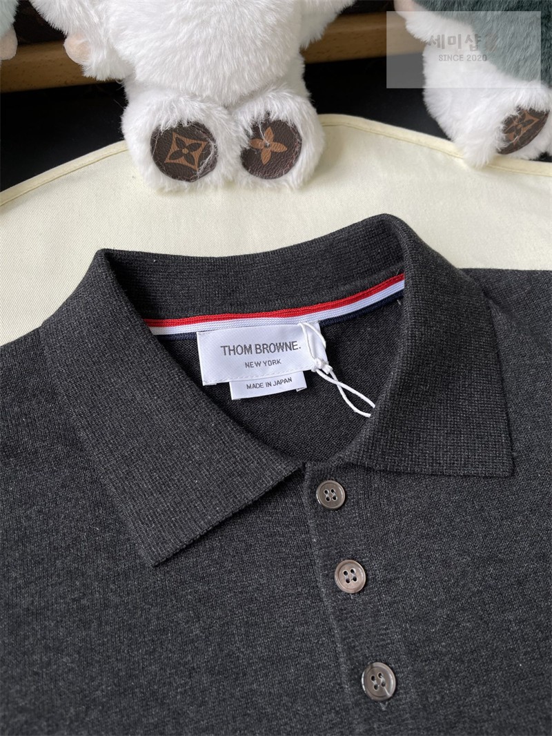 Thom Browne 톰브라운 사선완장 4-Bar 울 저지 폴로 셔츠 & 팬츠 세트 다크 그레이 의류 18번 이미지