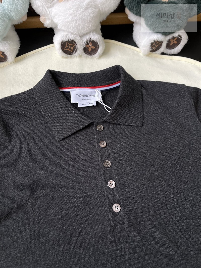 Thom Browne 톰브라운 사선완장 4-Bar 울 저지 폴로 셔츠 & 팬츠 세트 다크 그레이 의류 20번 이미지