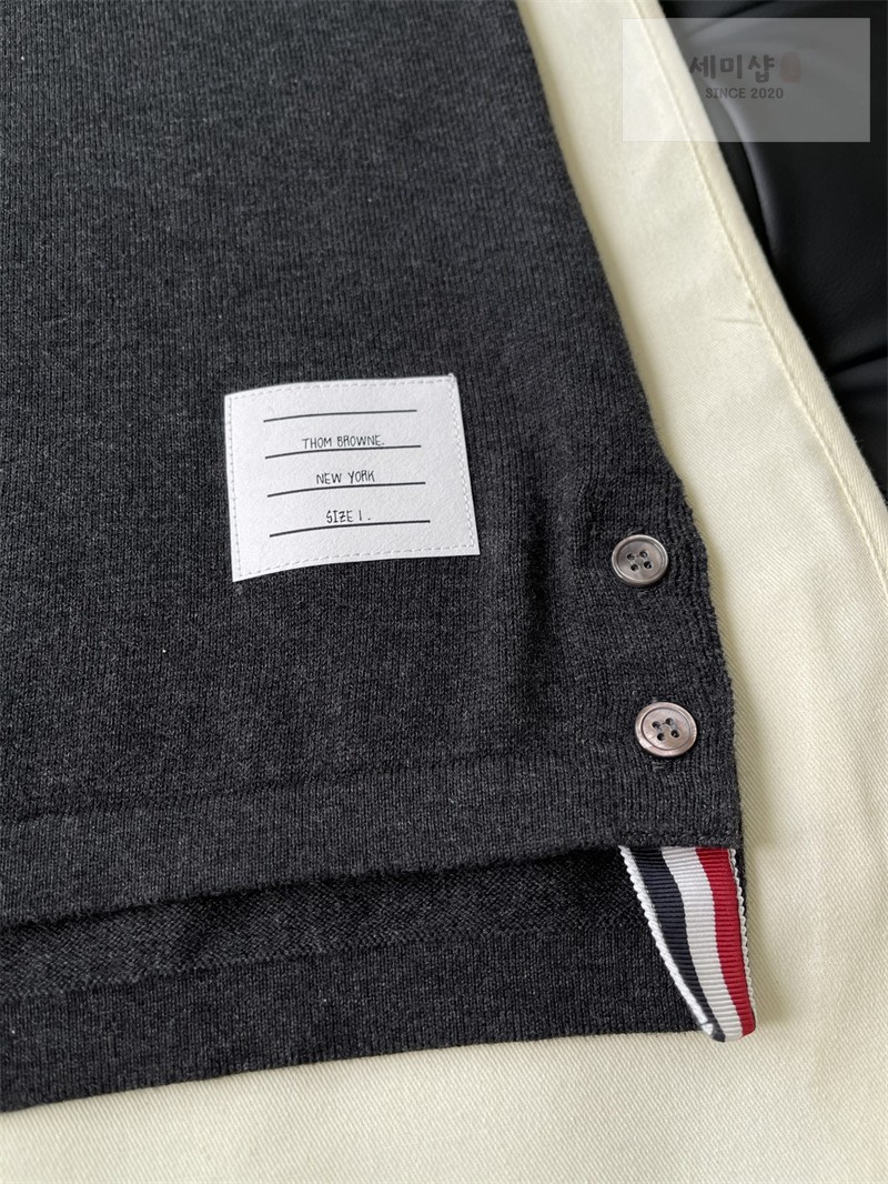 Thom Browne 톰브라운 사선완장 4-Bar 울 저지 폴로 셔츠 & 팬츠 세트 다크 그레이 의류 22번 이미지