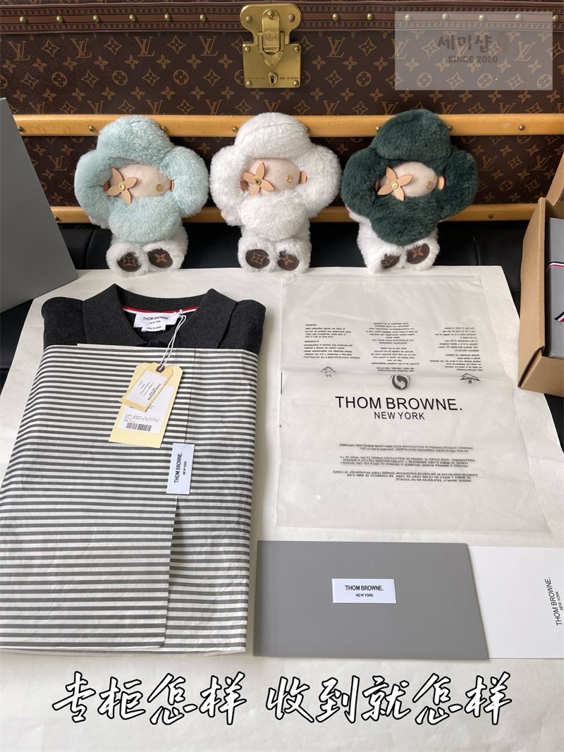Thom Browne 톰브라운 사선완장 4-Bar 울 저지 폴로 셔츠 & 팬츠 세트 다크 그레이 의류 34번 이미지