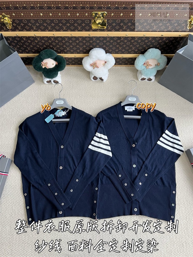Thom Browne 톰브라운 사선완장 4-Bar 울 클래식 가디건 여성용 블루 의류 6번 이미지