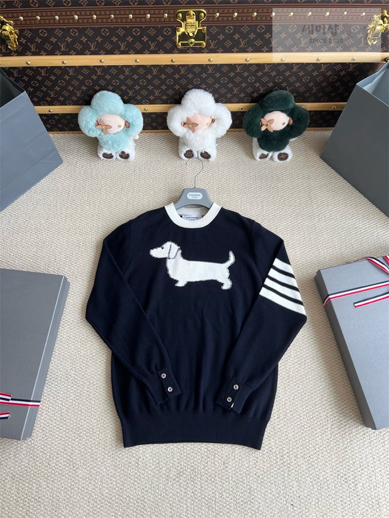 Thom Browne 톰브라운 사선완장 4-Bar 코튼 헥터 풀오버 네이비 의류 15번 이미지