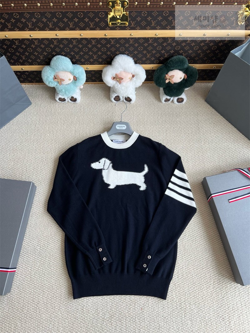 Thom Browne 톰브라운 사선완장 4-Bar 코튼 헥터 풀오버 네이비 의류 16번 이미지