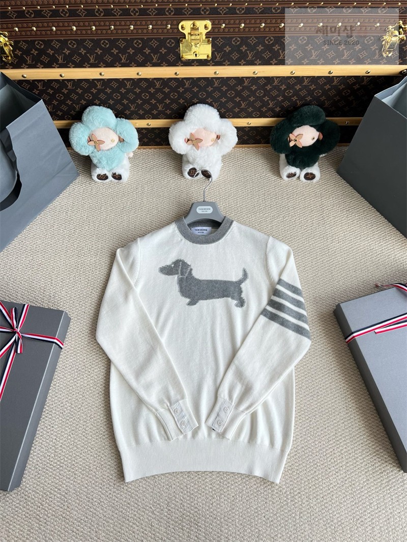 Thom Browne 톰브라운 사선완장 4-Bar 코튼 헥터 풀오버 네이비 의류 24번 이미지
