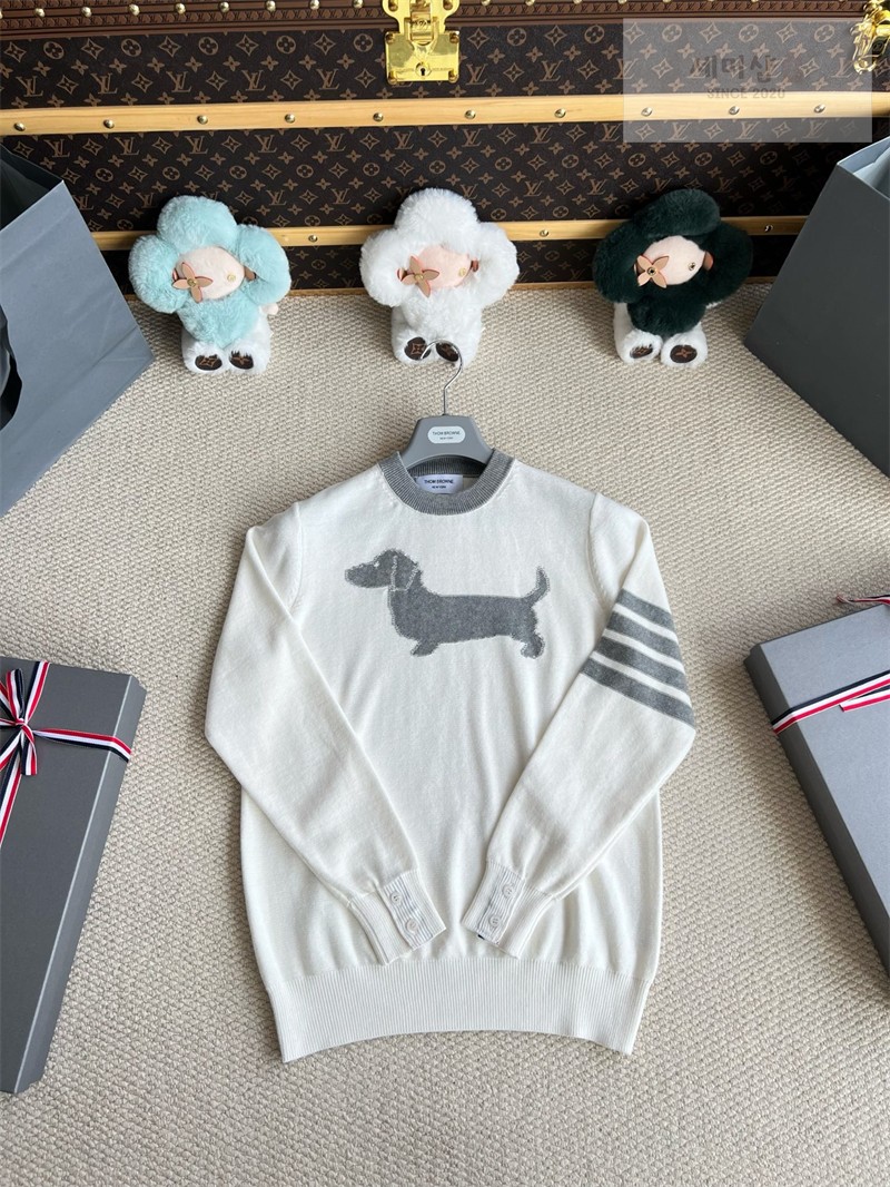 Thom Browne 톰브라운 사선완장 4-Bar 코튼 헥터 풀오버 네이비 의류 25번 이미지
