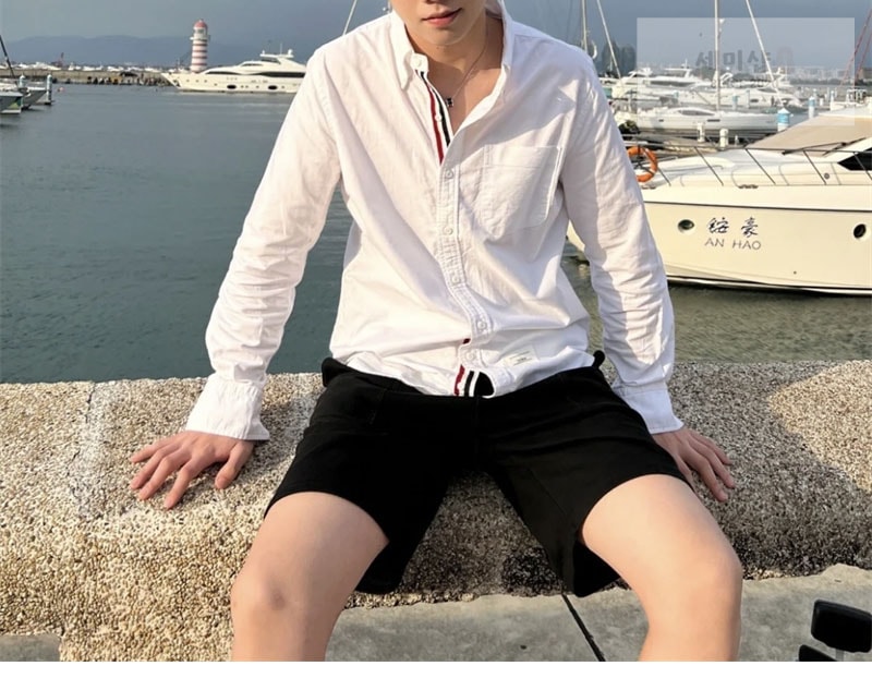 Thom Browne 톰브라운 포플린 히든 삼선 클래식 셔츠 레플리카 4번 이미지 - 의류 | 세미샵 레플리카 사이트