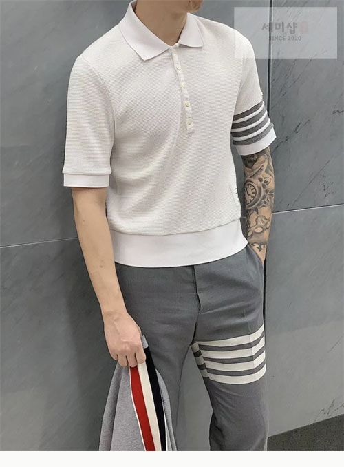 Thom Browne 톰브라운 24SS 클래식 피케 4-BAR 반팔 사선완장 폴로티 의류 1번 이미지