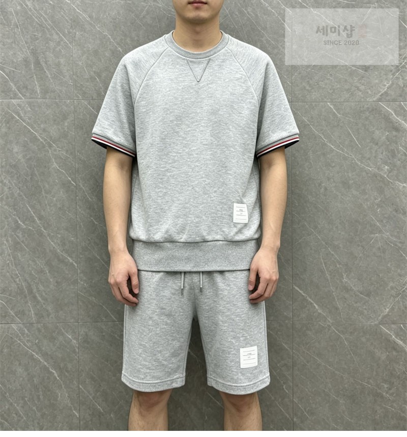 Thom Browne 톰브라운 RWB 스트라이프 미드 숏 팬츠 그레이 의류 3번 이미지