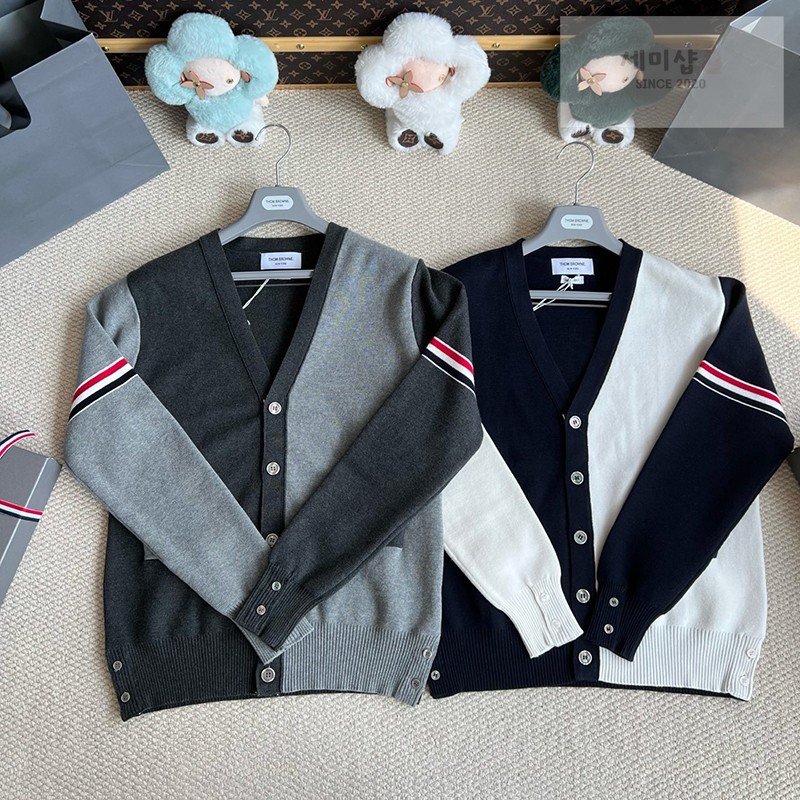 Thom Browne 톰브라운 RWB 암밴드 코튼 밀라노 스티치 블록 가디건 브라운 의류 1번 이미지