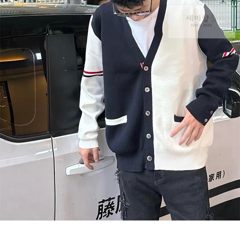 Thom Browne 톰브라운 RWB 암밴드 코튼 밀라노 스티치 블록 가디건 브라운 의류 4번 이미지