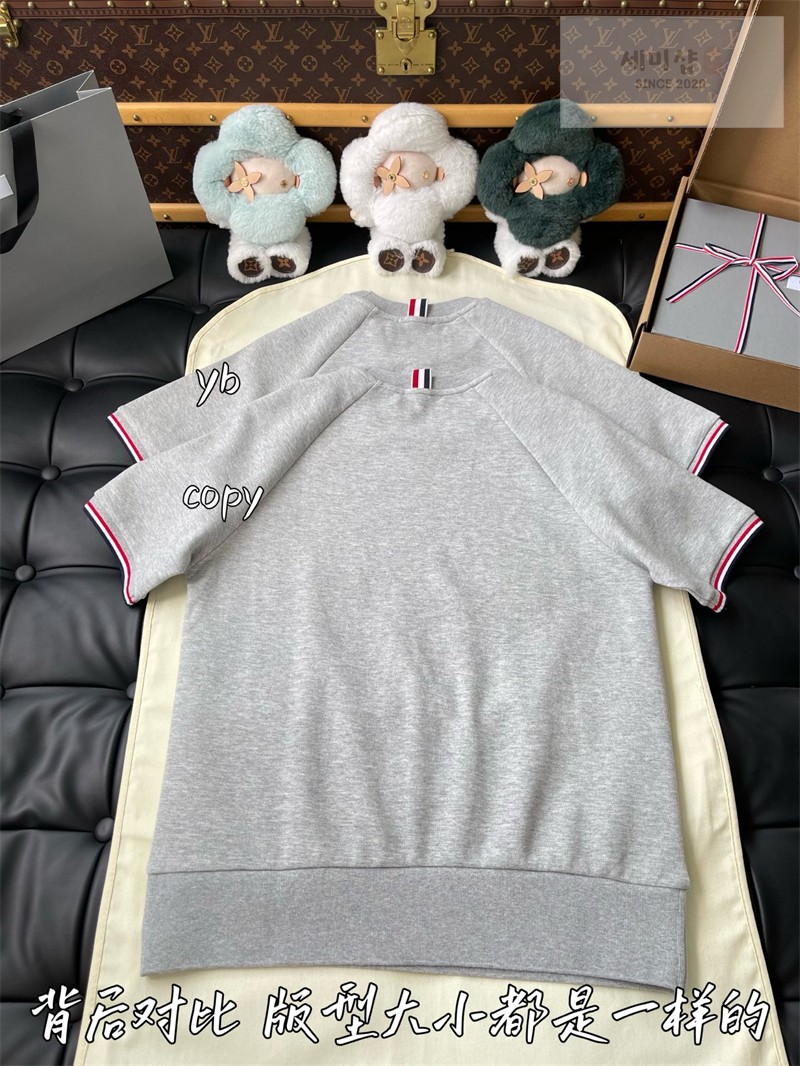 Thom Browne 톰브라운 RWB 코튼 피케 루프백 반팔 풀오버 스웨트셔츠 그레이 의류 13번 이미지