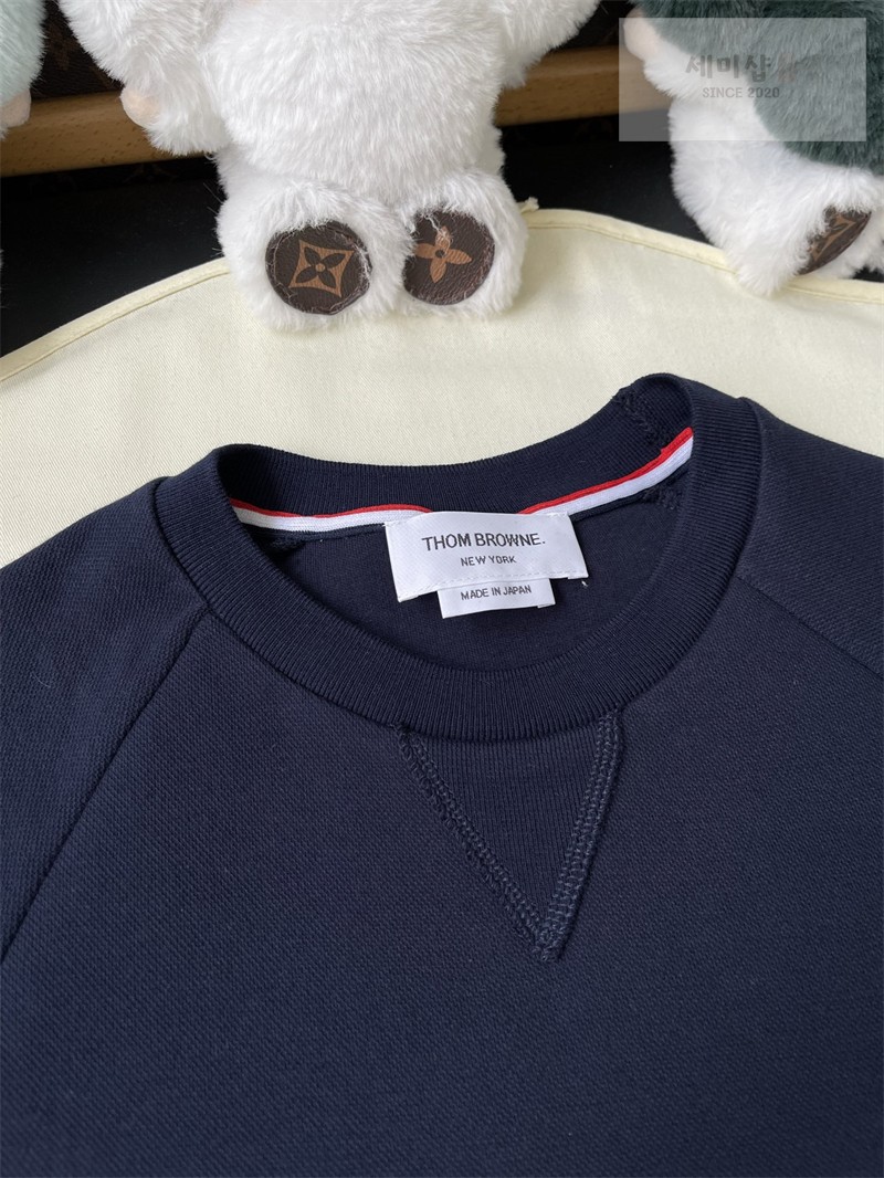 Thom Browne 톰브라운 RWB 코튼 피케 루프백 반팔 풀오버 스웨트셔츠 그레이 의류 26번 이미지