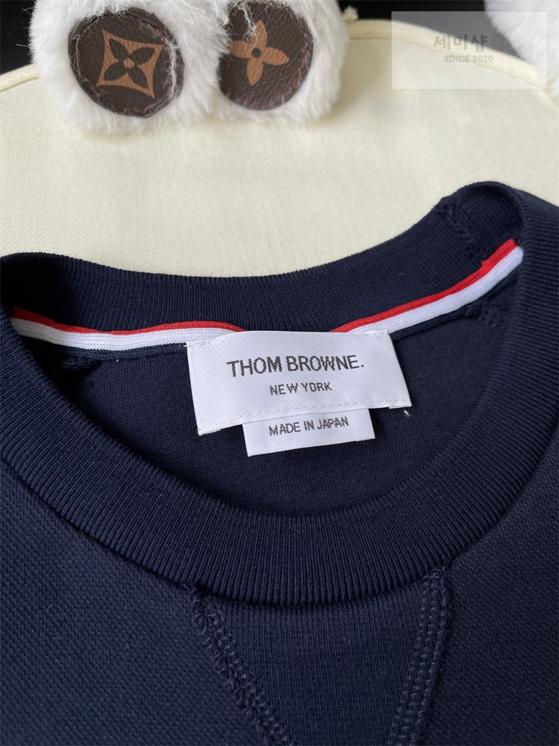 Thom Browne 톰브라운 RWB 코튼 피케 루프백 반팔 풀오버 스웨트셔츠 그레이 의류 27번 이미지