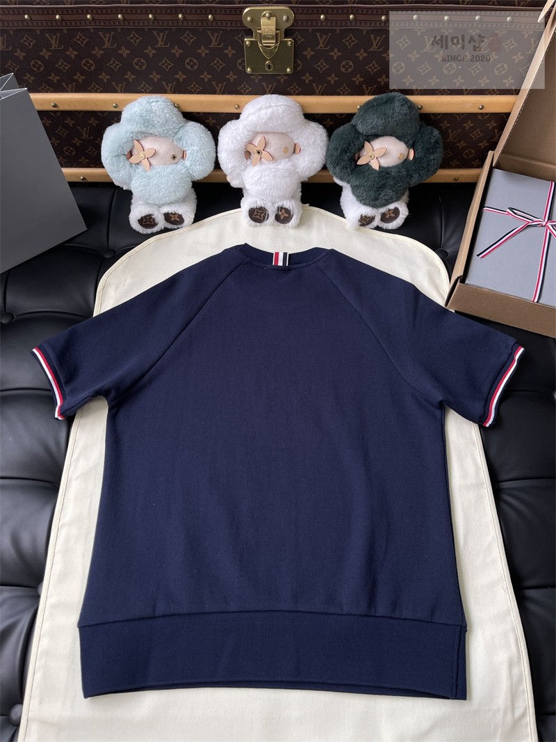 Thom Browne 톰브라운 RWB 코튼 피케 루프백 반팔 풀오버 스웨트셔츠 그레이 의류 31번 이미지