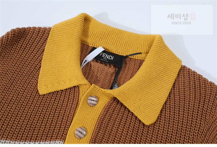 Fendi 자수 펜디 클럽 크레스트 스트라이프 폴로 셔츠 의류 6번 이미지